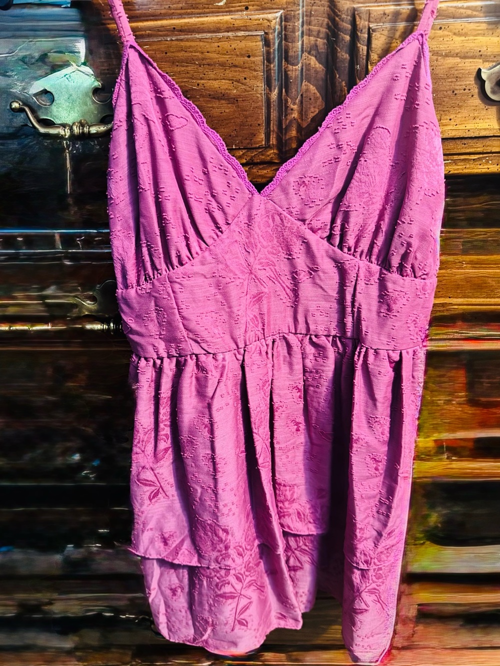 Women’s Pink Eyelet Spaghetti Strap Dress
